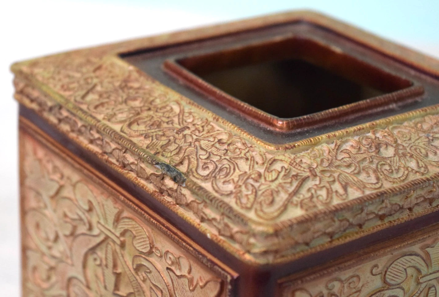 Vtg Global Springs French Country Tissue Box Cover Burgundy & Gold Ceramic | eBay