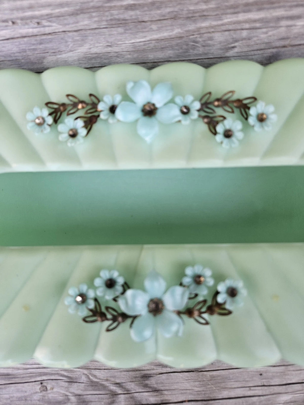 Vtg 60s Menda Co. Tissue Box Holder Cover Rectangle Mint Foam Green Floral Photo | eBay
