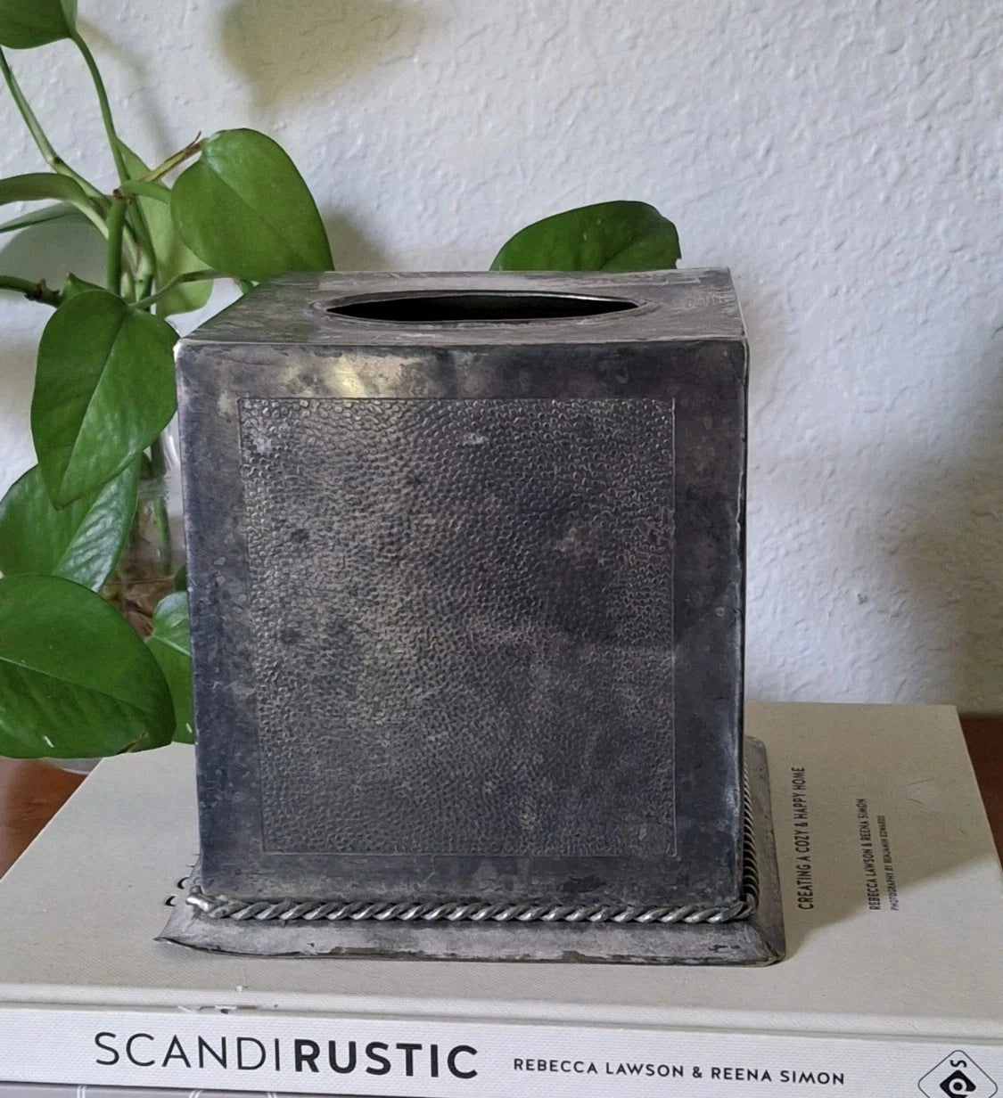 Rustic Silver Tone Metal Tissue Box Cover Patina Minimalist Farmhouse | eBay