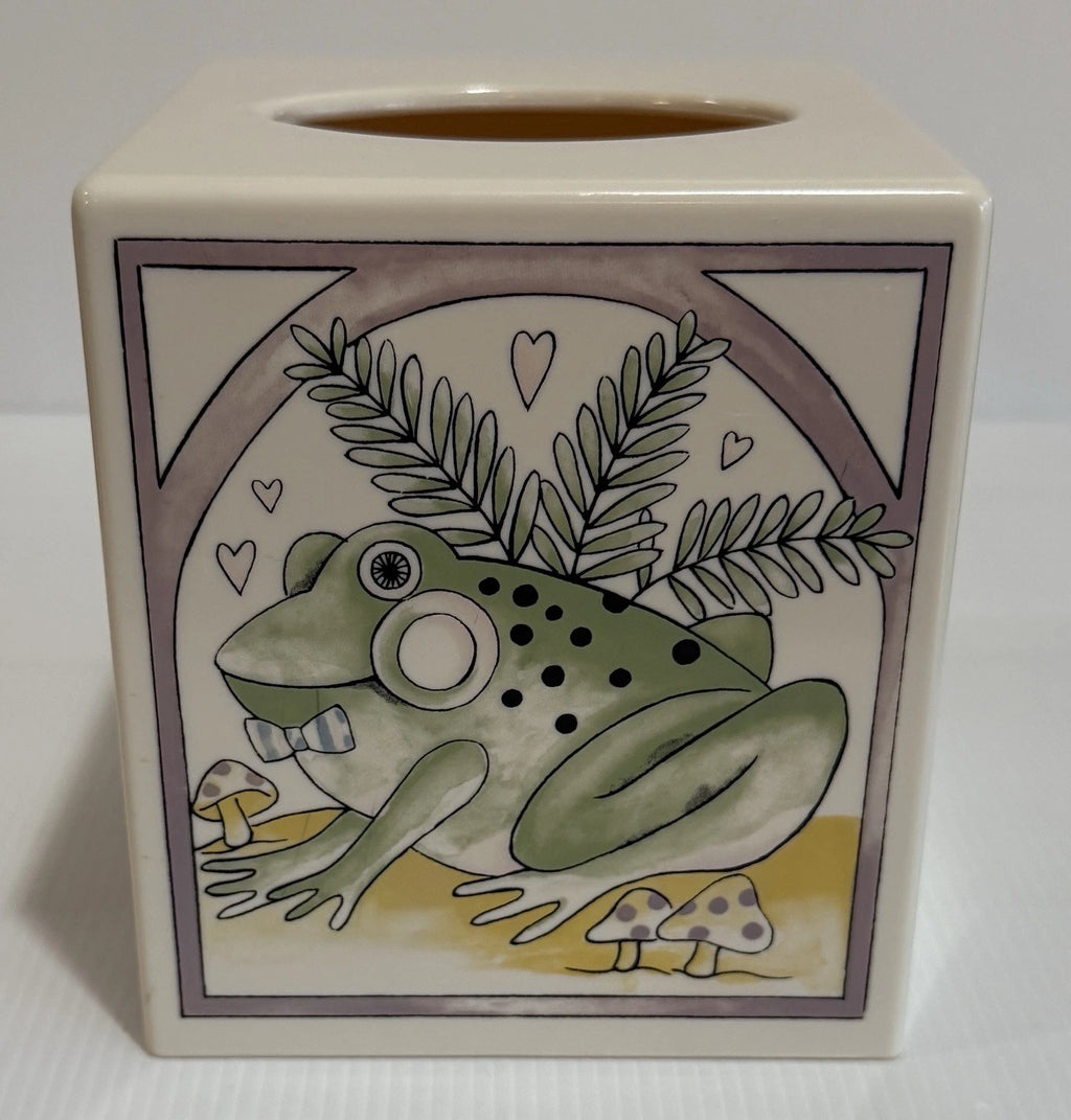 VTG Square Tissue Box Cover FROG MUSHROOM HEARTS Hard Plastic Retro Bathroom | eBay