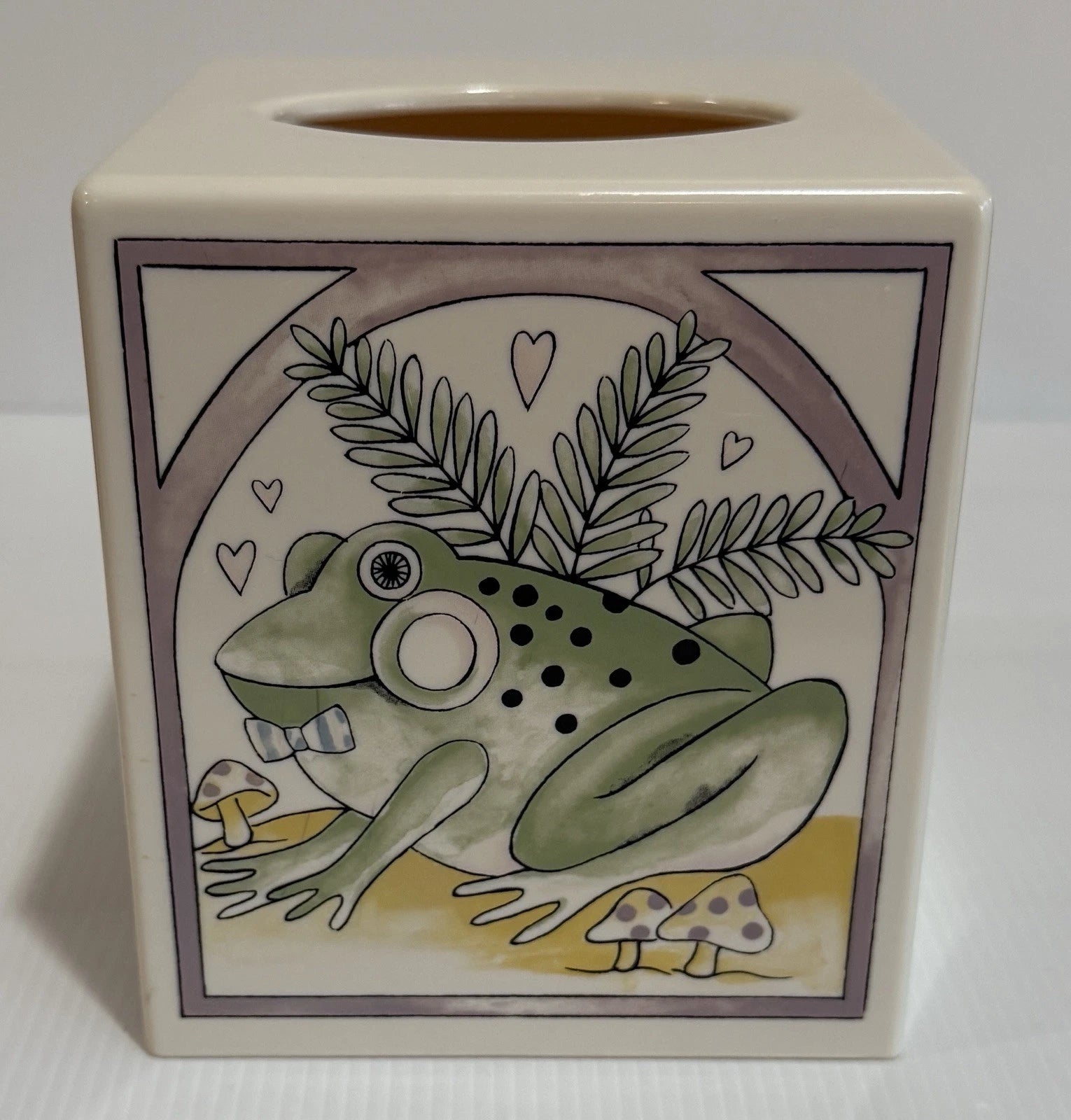 VTG Square Tissue Box Cover FROG MUSHROOM HEARTS Hard Plastic Retro Bathroom | eBay