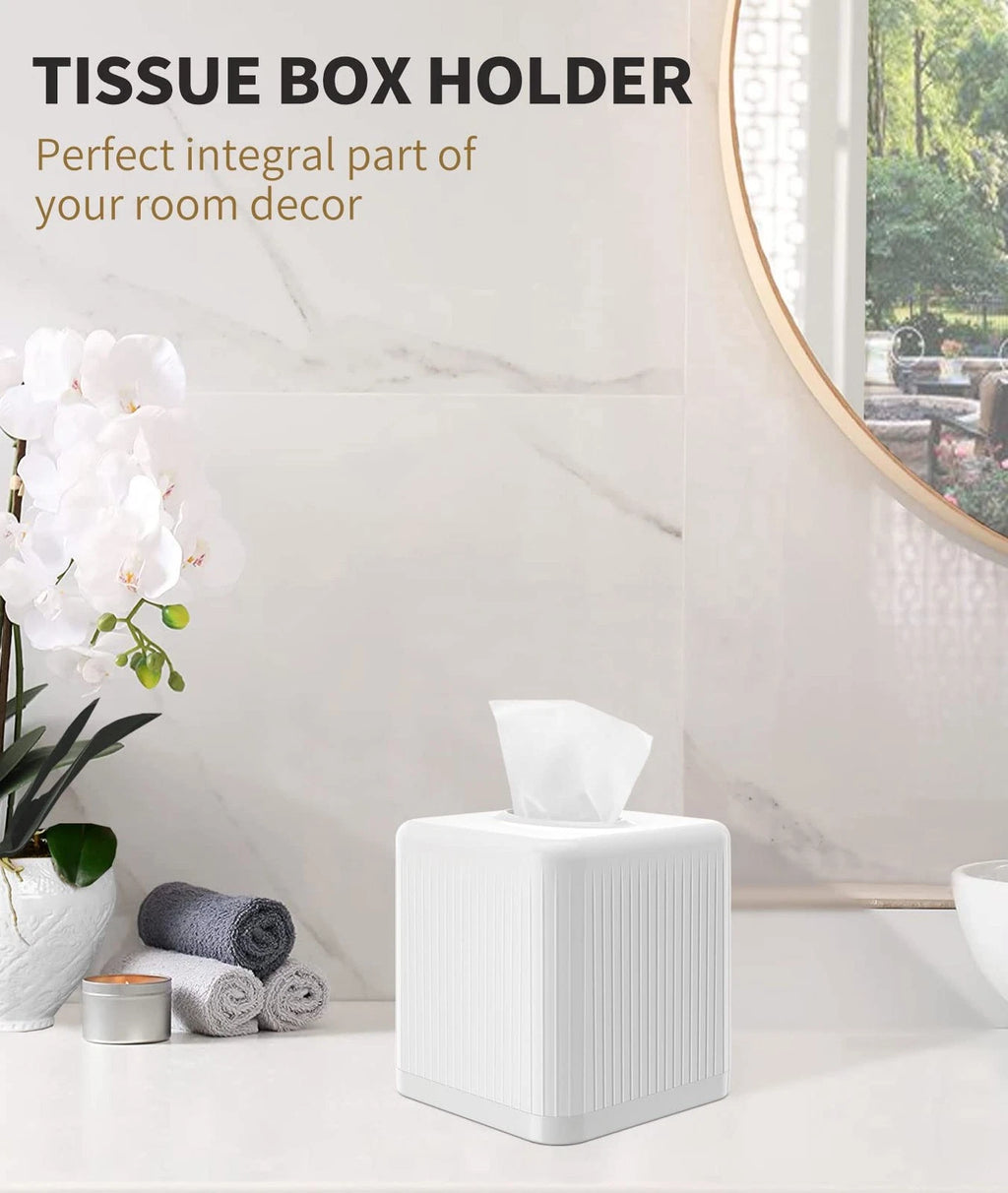 Tissue Box Cover with Base, Square Plastic Tissue Box Holder Decorative Tissu... | eBay