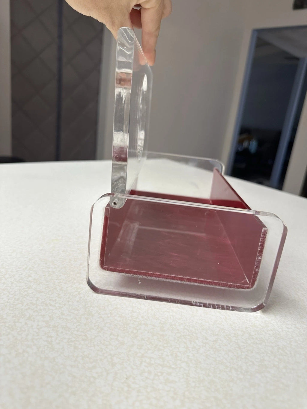 Vintage MCM Regency Thick Lucite Kleenex Cut Tissue Box Holder Acrylic pink | eBay