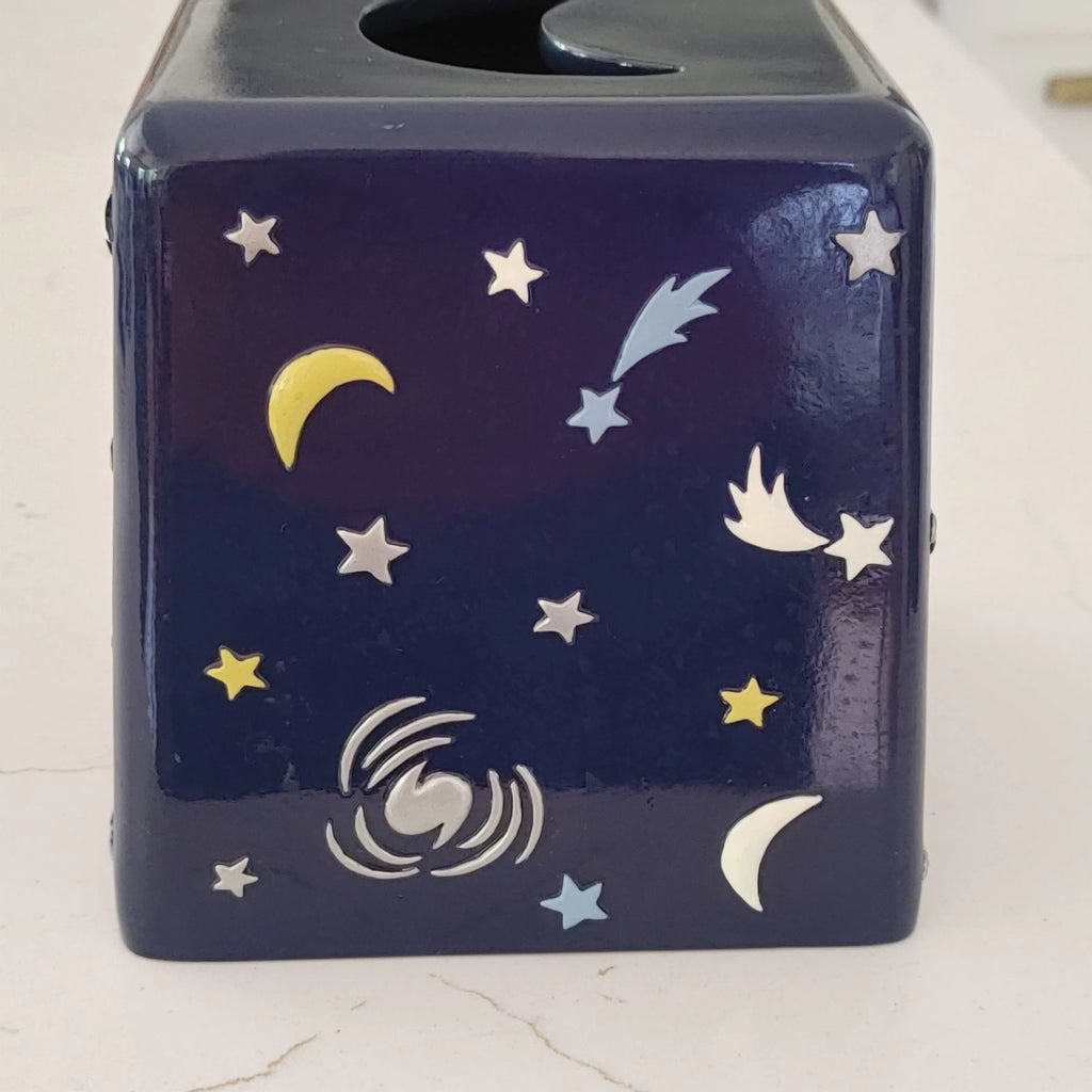 VTG Tissue Cover Box Celestial Stars Moon Solar Galaxy Blue 3D 80's 90's Upright | eBay
