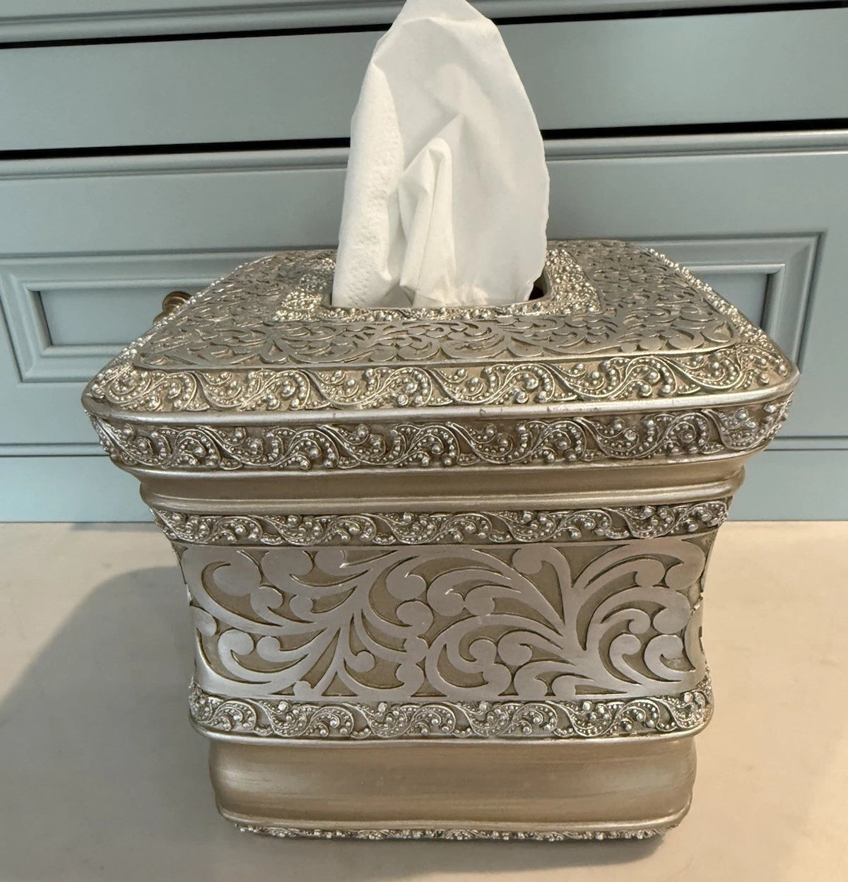 Elegant Gold And Silver Upright Tissue Box Holder | eBay