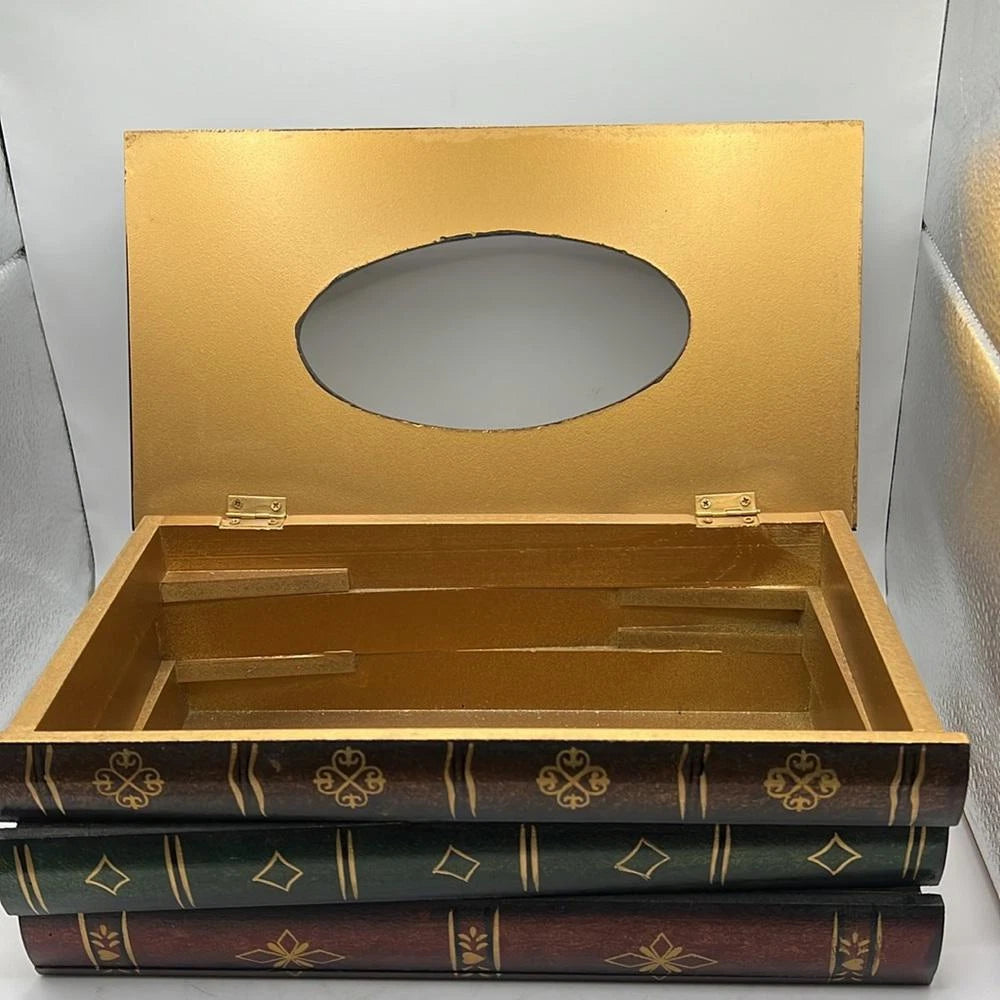 Wooden Book Tissue Box Napkin Holder Dispenser Cover Case Home Decor | eBay