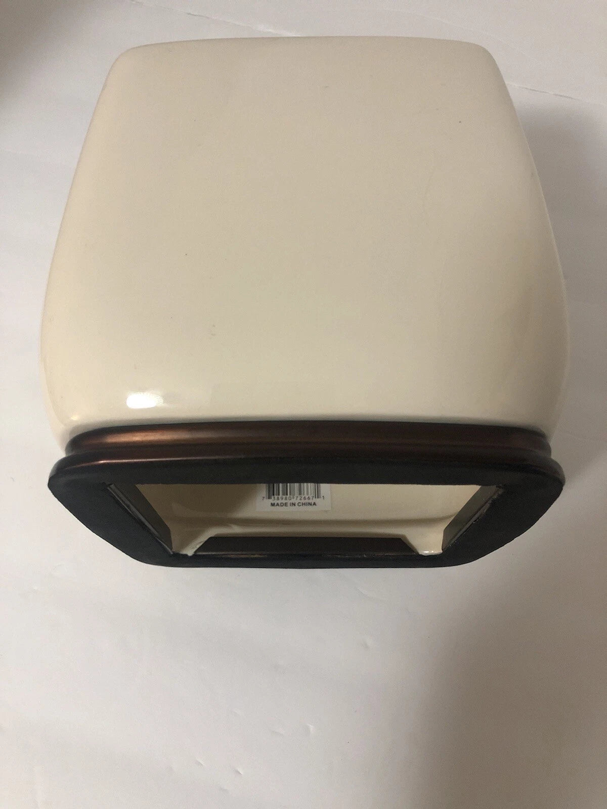 Ceramic Square Tissue Box Cover Cream W/Bronze border on bottom | eBay