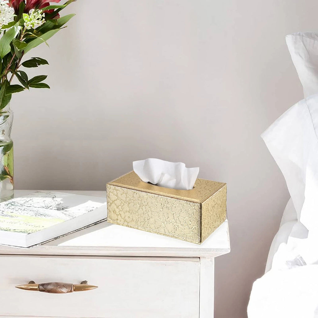Gold Rectangular Tissue Box Cover Stylish with Magnetic Bottom for Easy Refill | eBay
