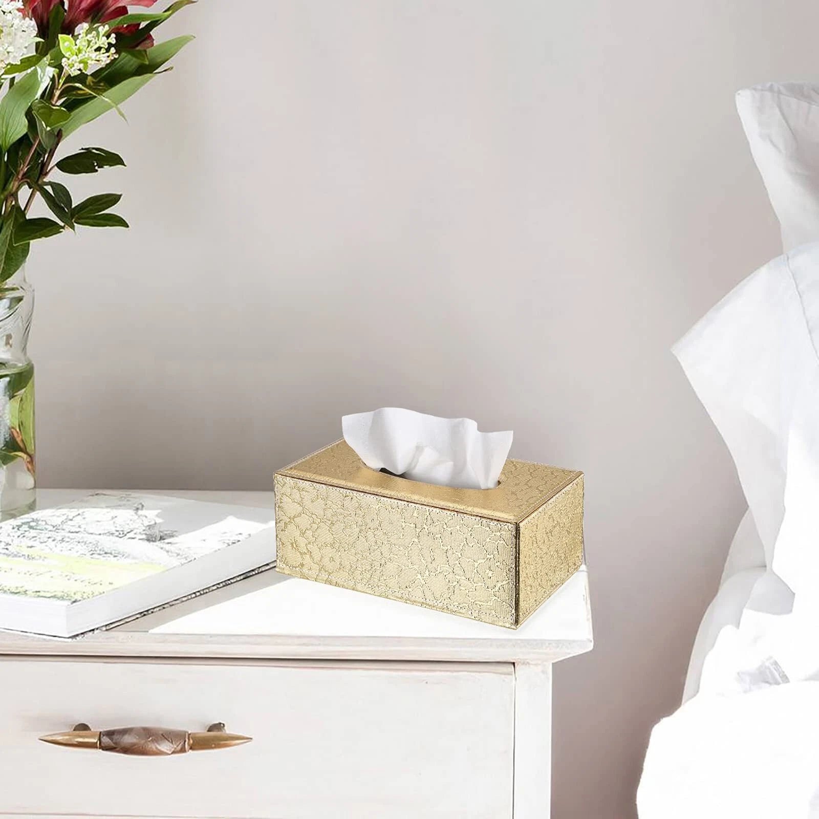 Gold Rectangular Tissue Box Cover Stylish with Magnetic Bottom for Easy Refill | eBay