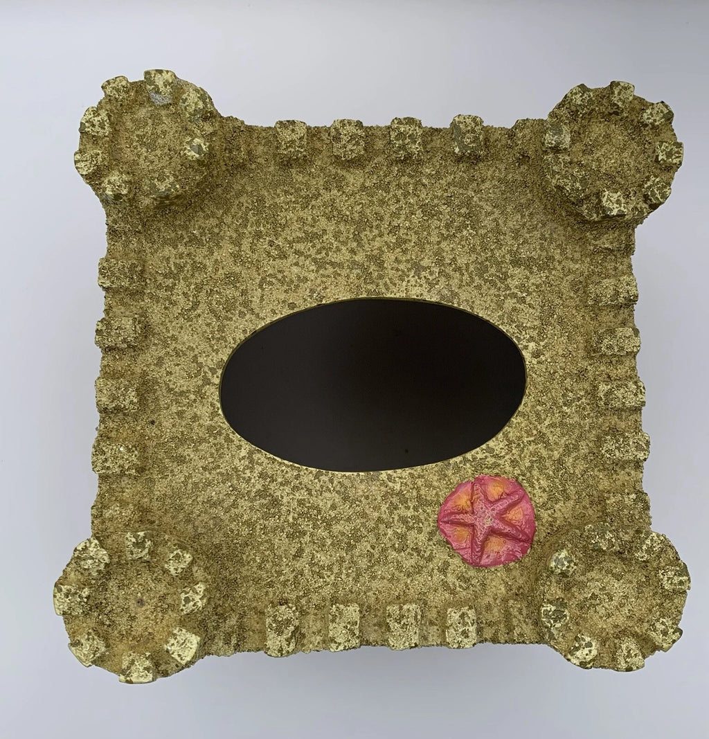 Sand castle tissue box cover.Heavy resin “sand” texture on outside surface.Beach | eBay