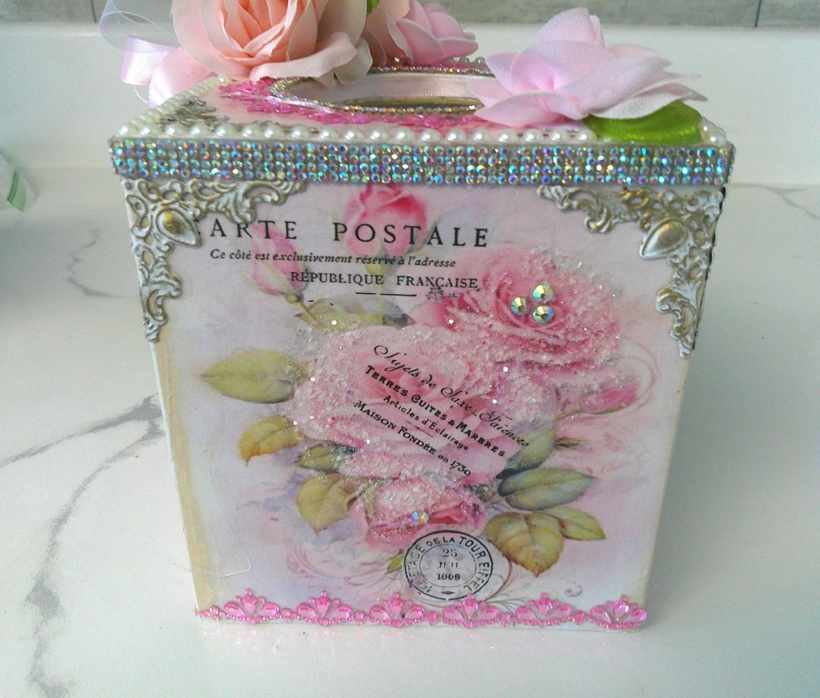 Shabby Chic Victorian Tissue Box Cover~French Inspired Design w/Rose Graphic | eBay