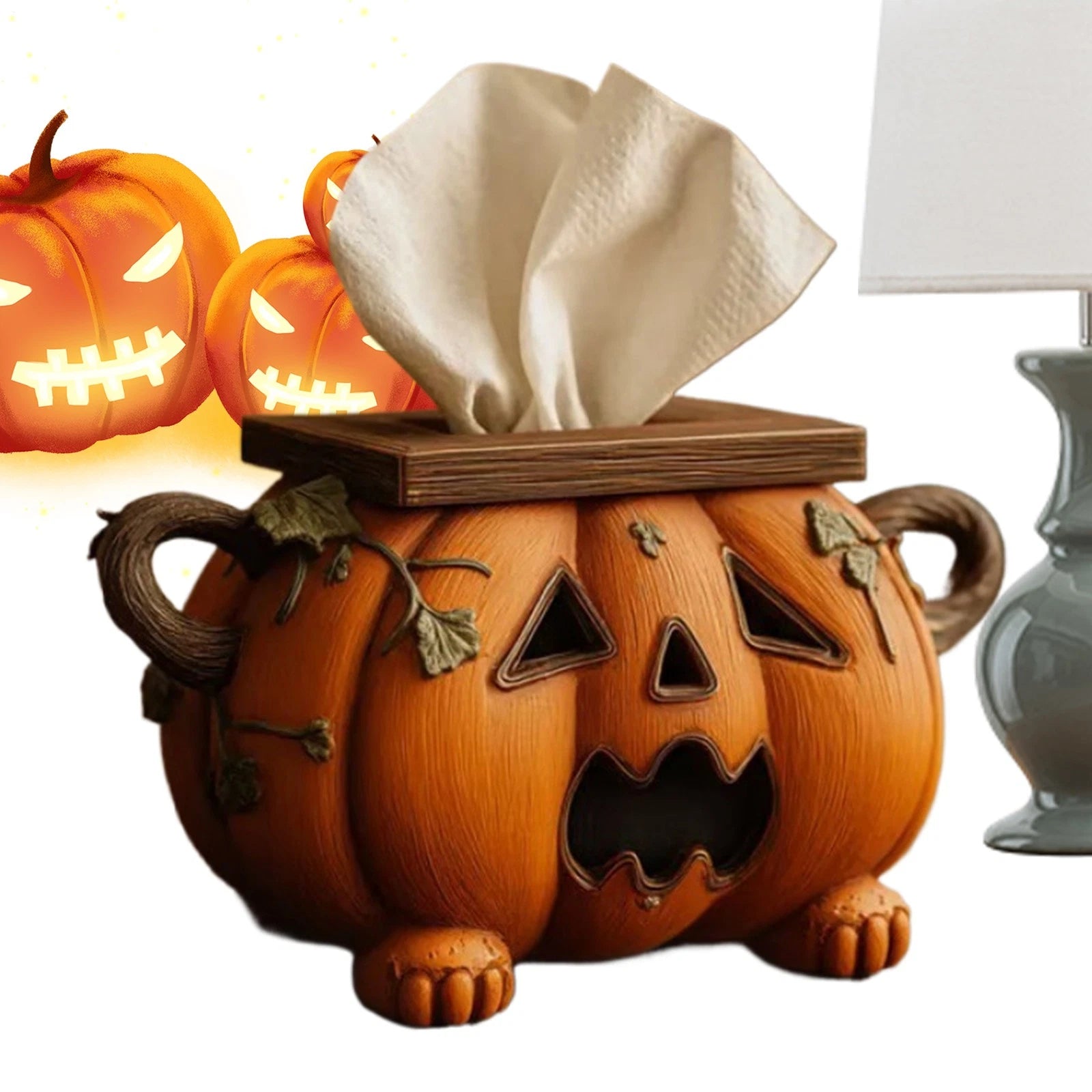 Pumpkin Tissue Box Holder Napkin Organizer for Home Pumpkin Shaped delightful | eBay
