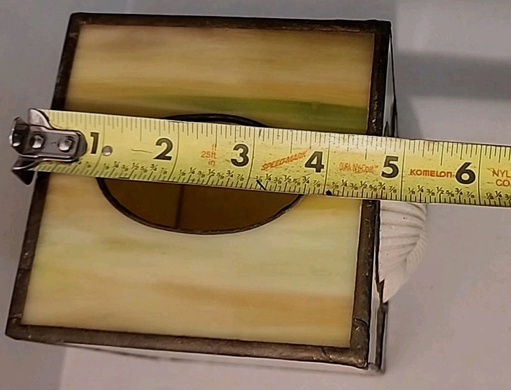 Vtg. Leaded Stained Glass Tissue Box Cover Slag With Sea Shells EUC | eBay