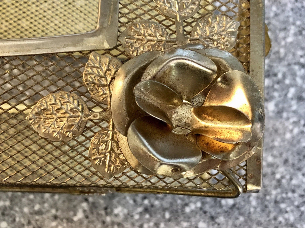 VTG Tissue Box Cover Ornate Hollywood Regency Style Gold Metal Mesh & Roses | eBay