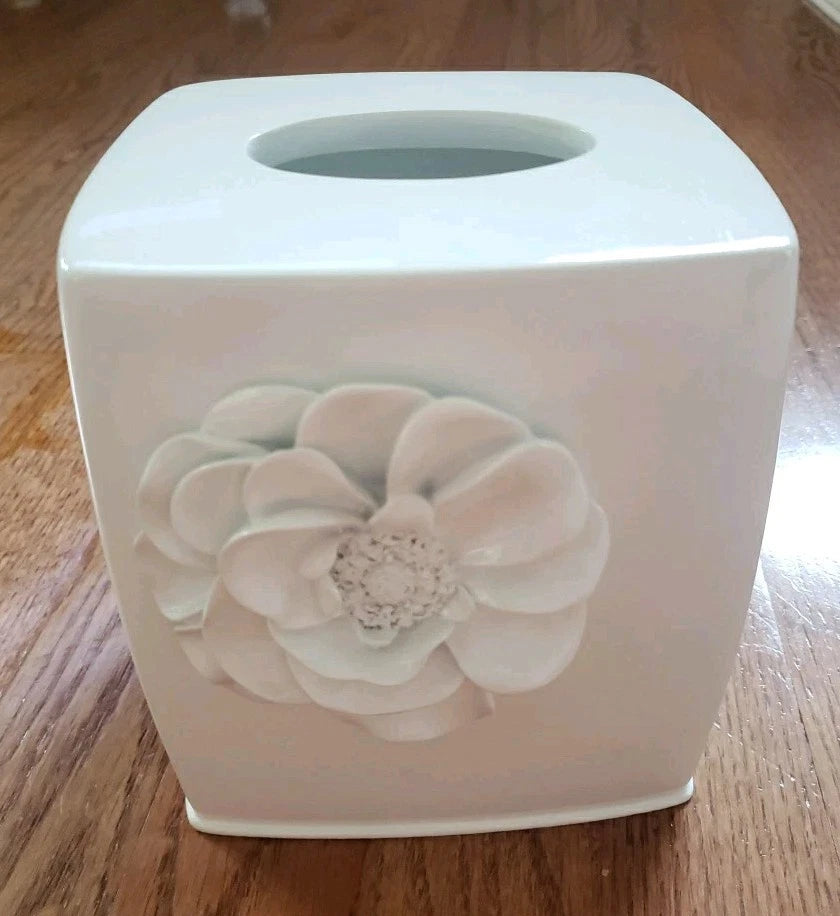New Saturday Knight Keila Rose White Tissue Box Cover 6x5.5x5.5" Resin | eBay