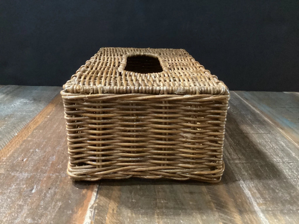 Vintage Wicker Rattan Tissue Box Cover Holder natural 10”x5.5” Boho | eBay