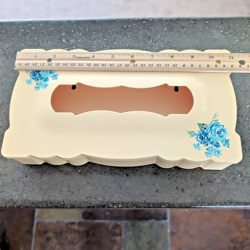 Vintage Cream Blue Roses Plastic Tissue Kleenex Box Holder Scallop MCM Cottage | eBay