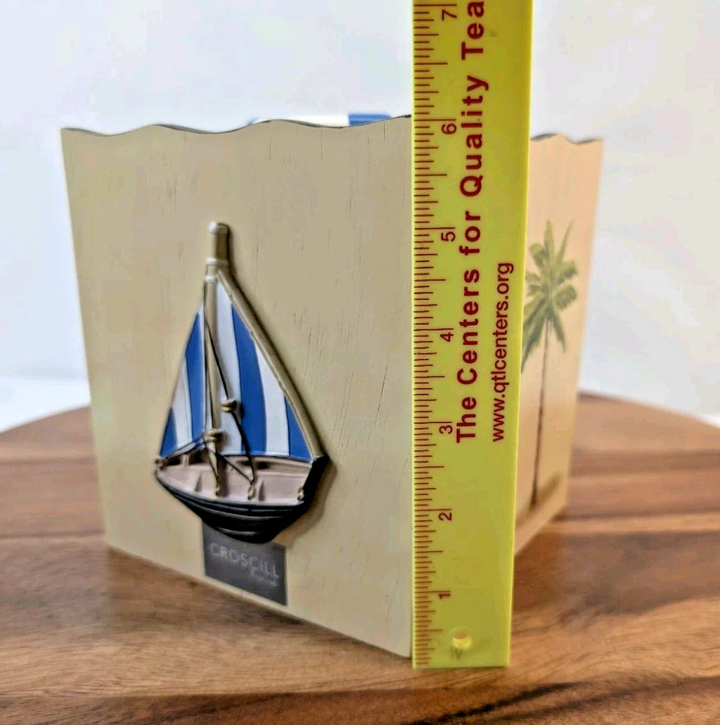 Croscill Seaside Beach Nautical Tissue Box Cover Palm Trees Sailboat Coastal | eBay
