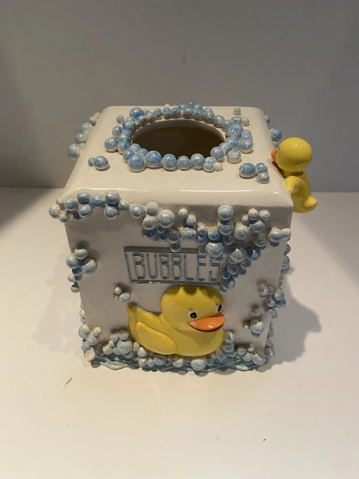 Bubbles Tissue Box Holder Bathroom Duckies Vintage Blue White | eBay