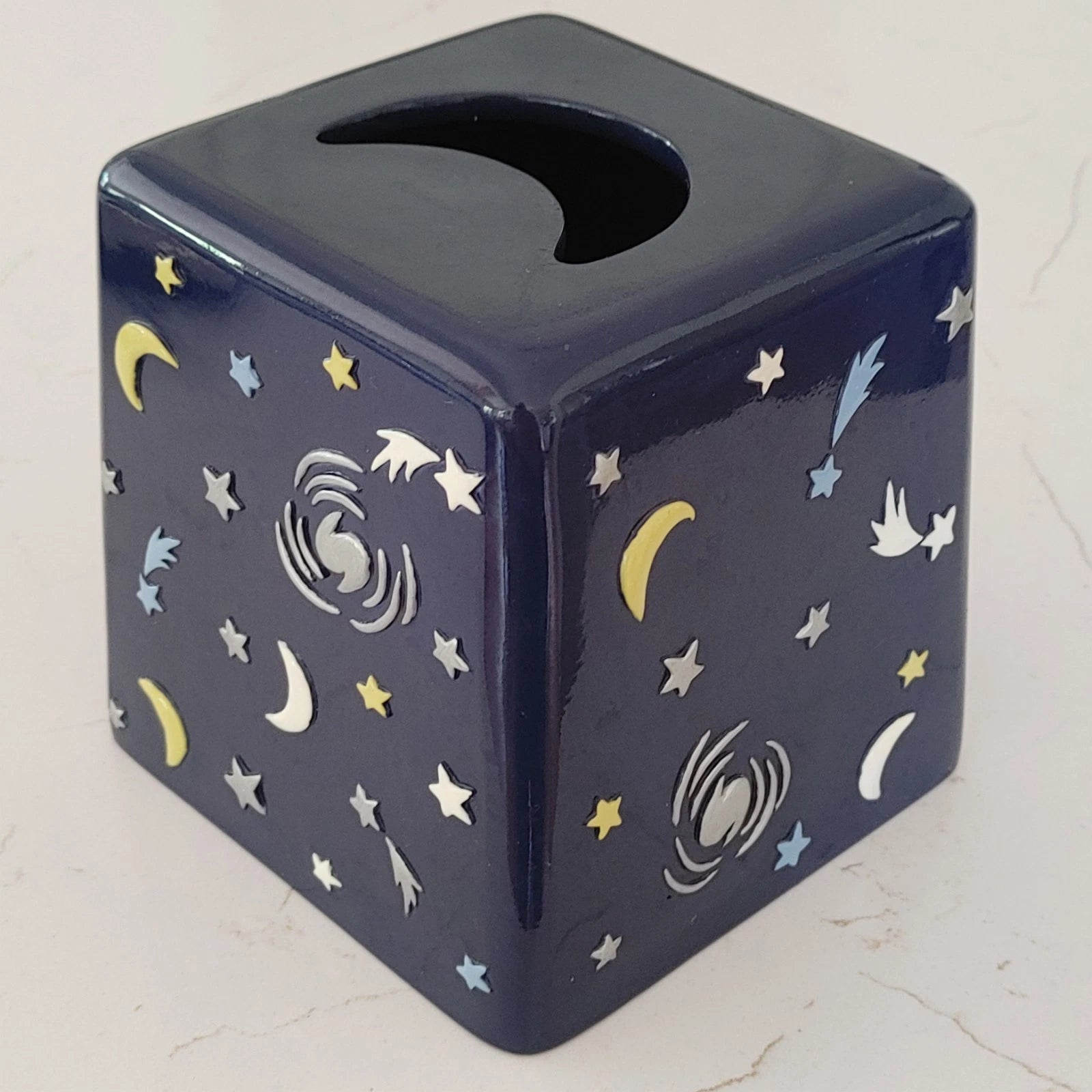 VTG Tissue Cover Box Celestial Stars Moon Solar Galaxy Blue 3D 80's 90's Upright | eBay