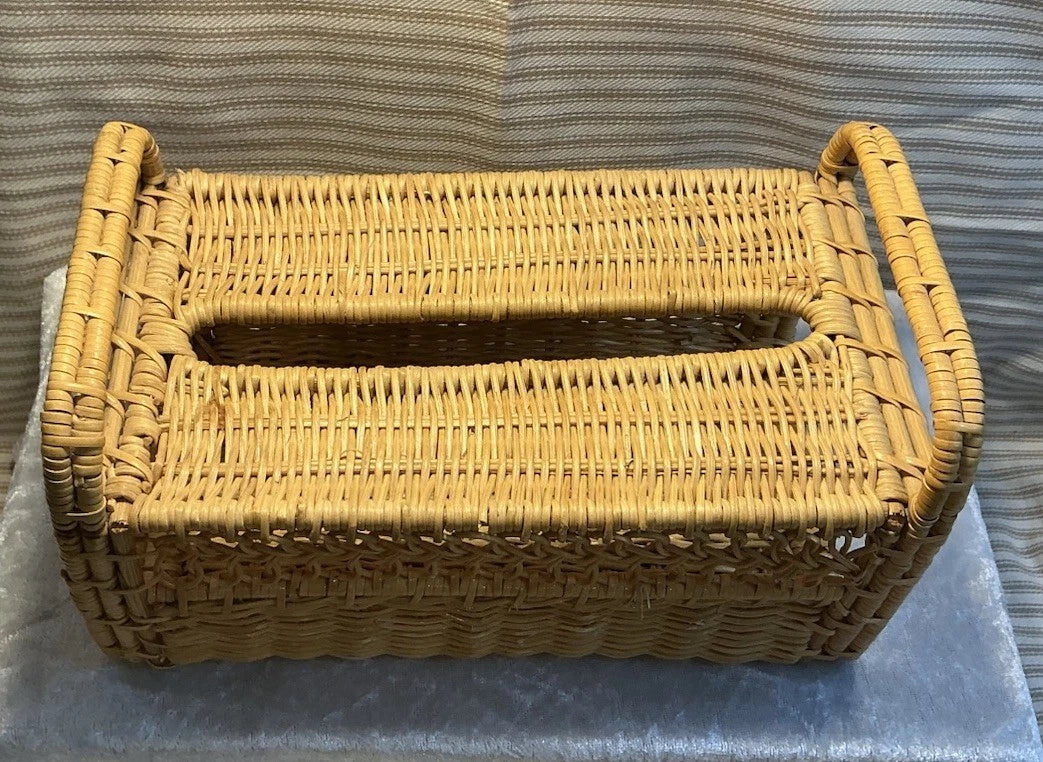 Vintage Wicker Rectangular Tissue Box Cover Boho Nautical Beach Cottage Core | eBay