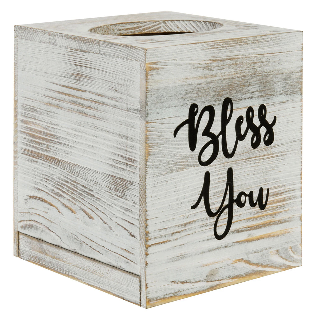 White Wood Tissue Holder w/ Easy Slide Out Bottom, Tabletop Square Tissue Box | eBay