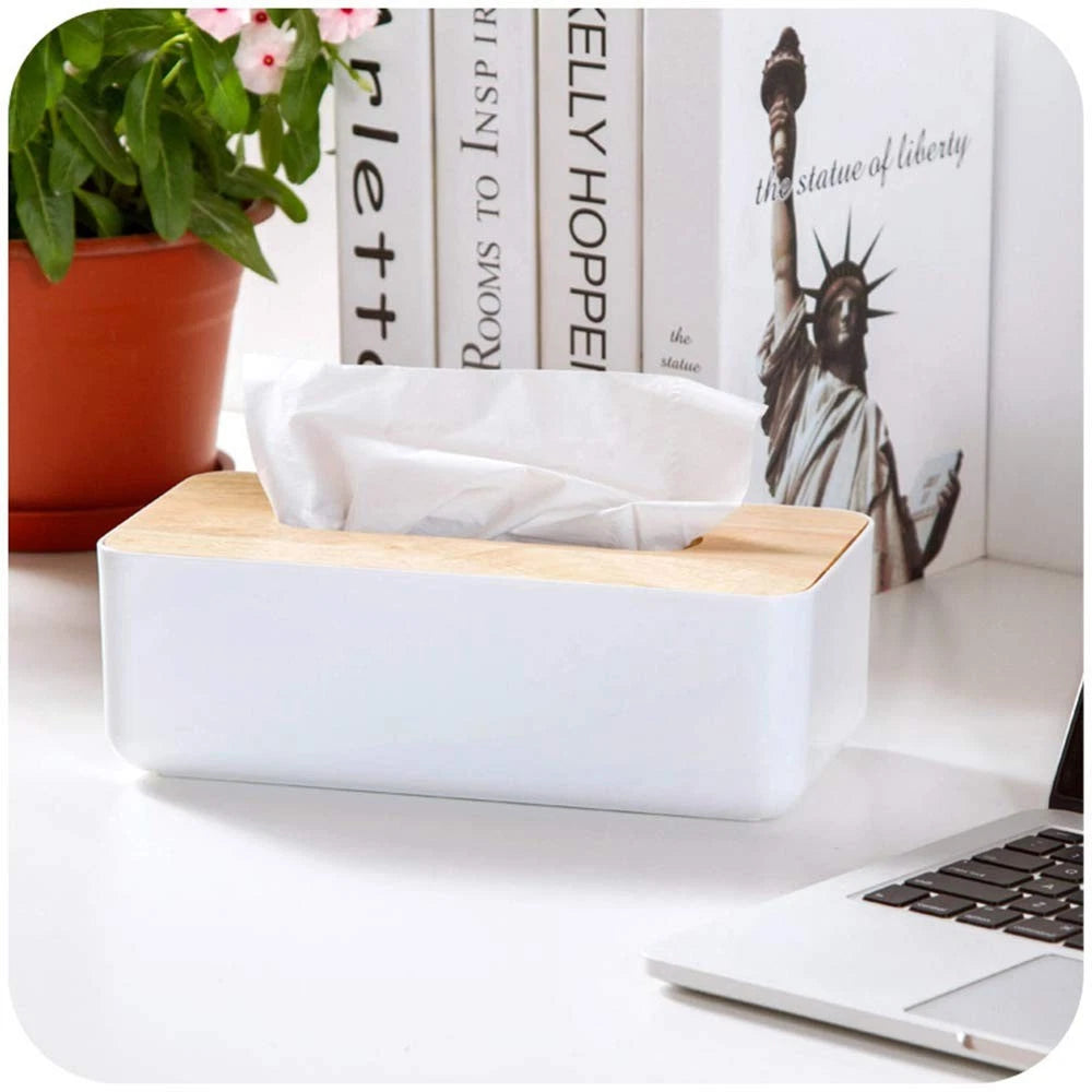 Wood Tissue Box Cover Gloves Box Holder Wooden Rectangular Tissue Box Holder ... | eBay