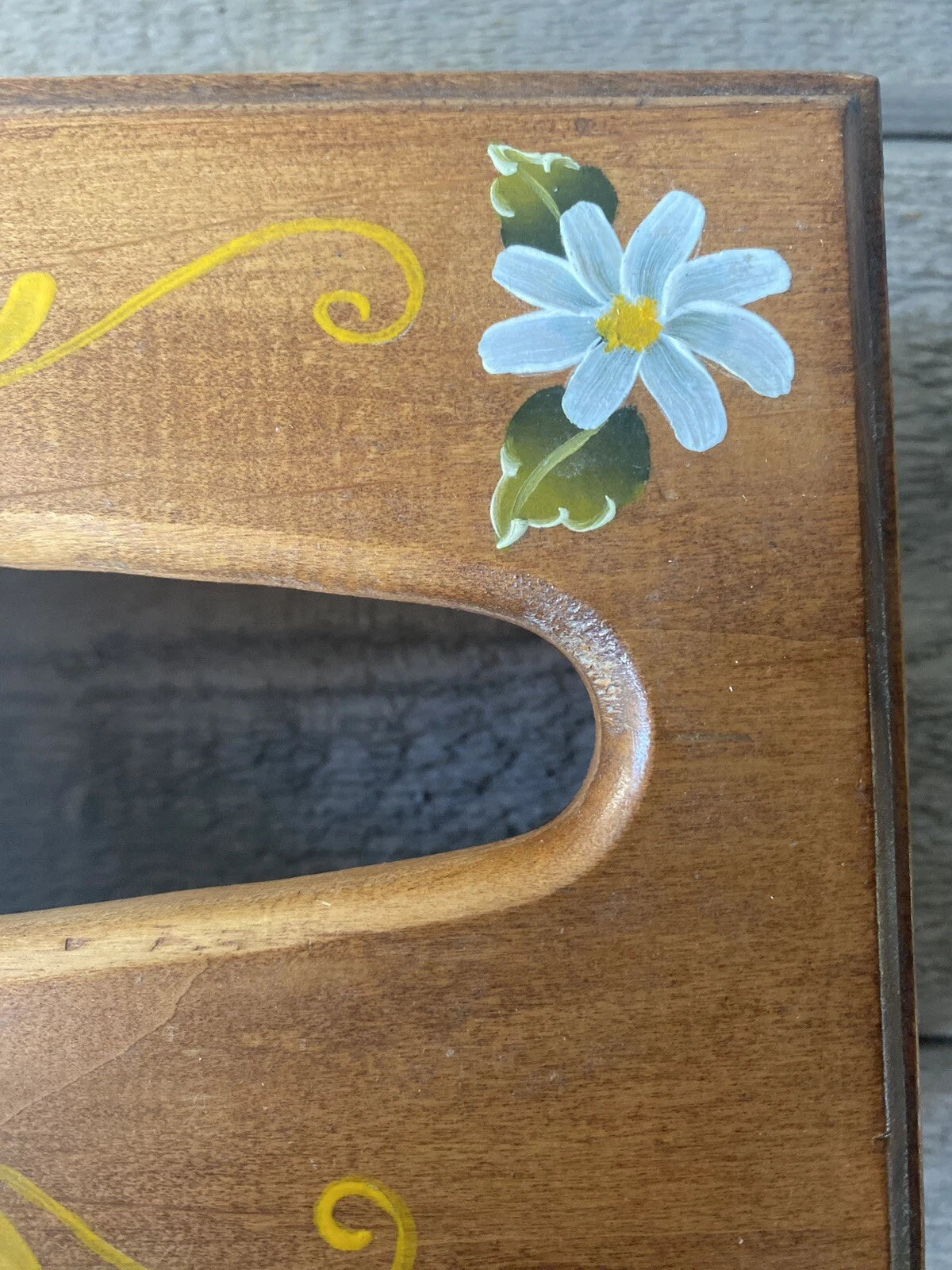 Vintage Hand Painted Tissue Box Cover Wood | eBay