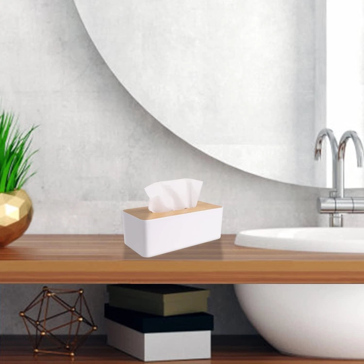 Tissue Box Holder for Bathrooms,Bamboo Cover Plate,Home and Office | eBay