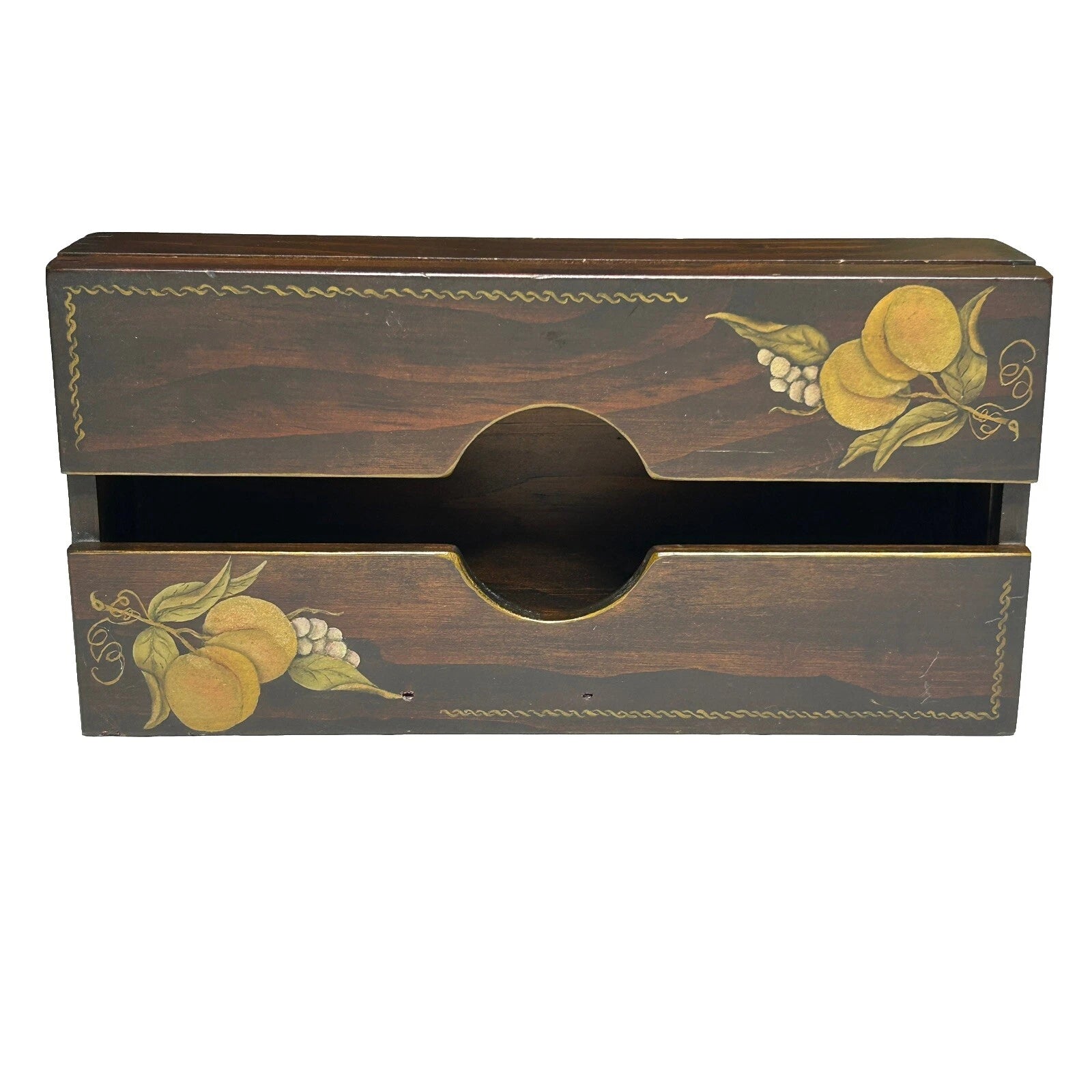 Vintage Wood Tissue Box Holder Hand Painted Fruit Design MCM Decor Dryer Sheets | eBay