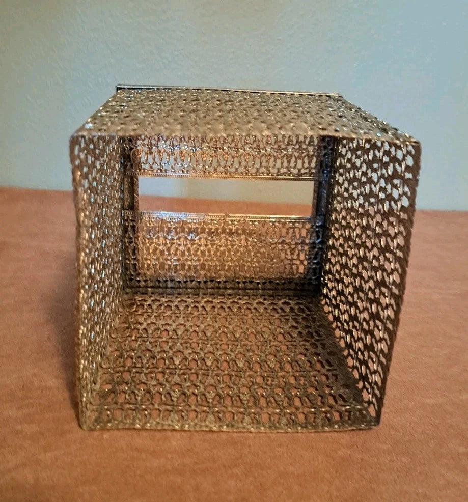 MCM Gold Filagree Tissue Box Cover Square Metal | eBay