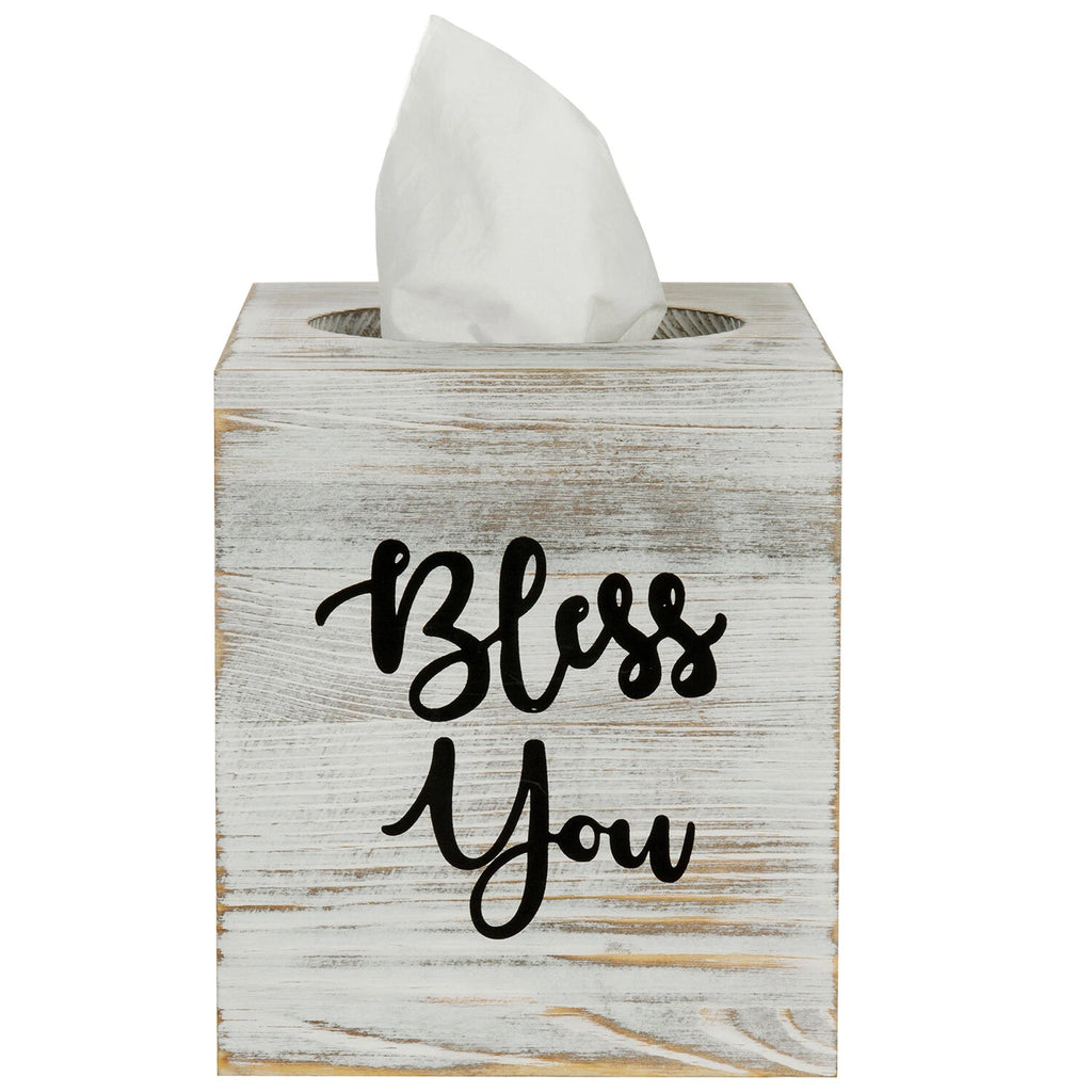 White Wood Tissue Holder w/ Easy Slide Out Bottom, Tabletop Square Tissue Box | eBay
