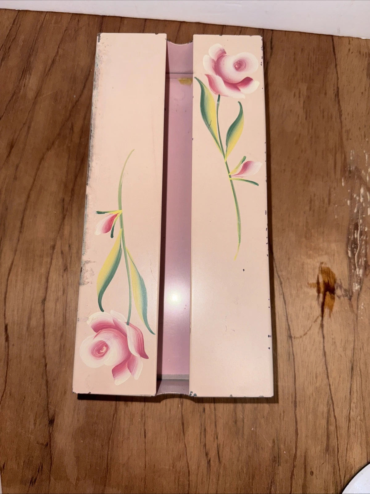 VTG Metal Pink Hand Painted Rose Wall Mount Tissue Holder/Box Holder | eBay
