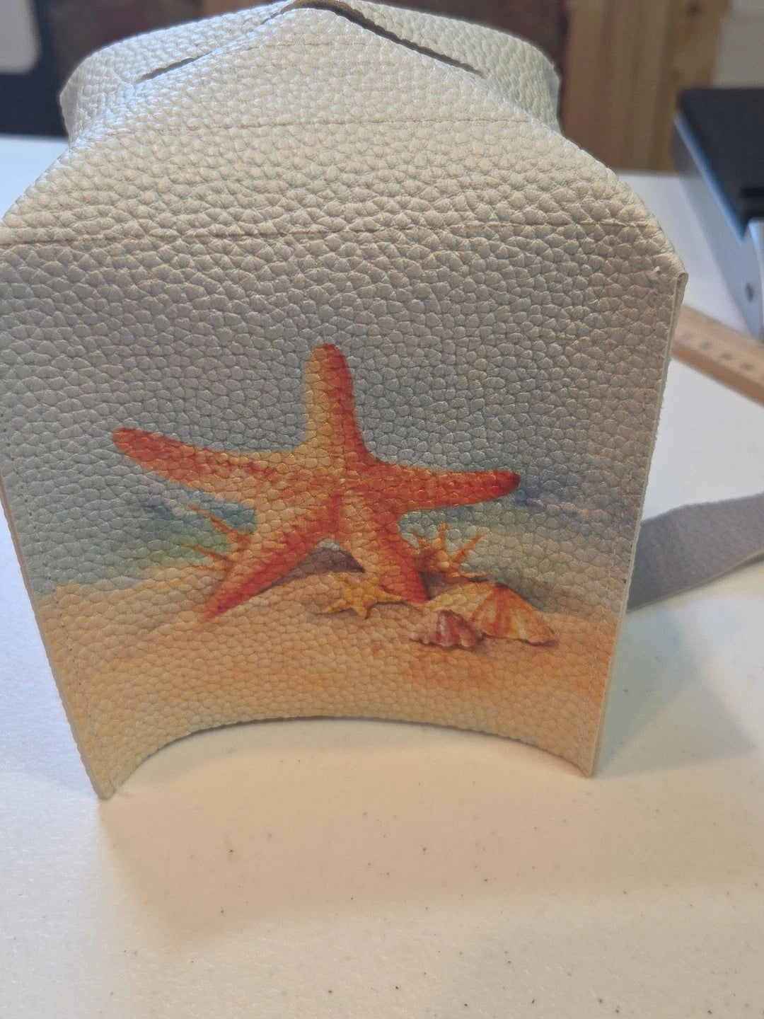 Square Tissue Cover Beach Nautical Square Starfish Shells Ocean Texture Design | eBay