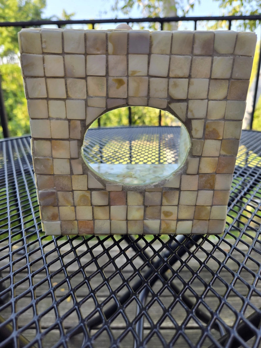 Mosaic Mother of Pearl Inlay Tissue Box Cover Small Seashells Randomly Attached | eBay