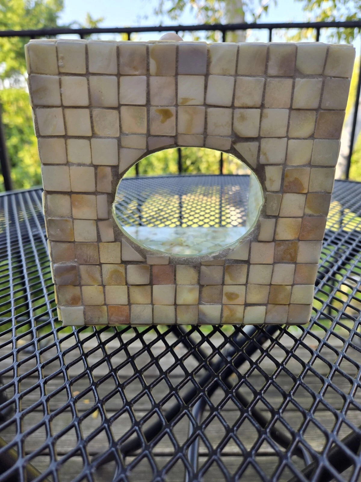 Mosaic Mother of Pearl Inlay Tissue Box Cover Small Seashells Randomly Attached | eBay