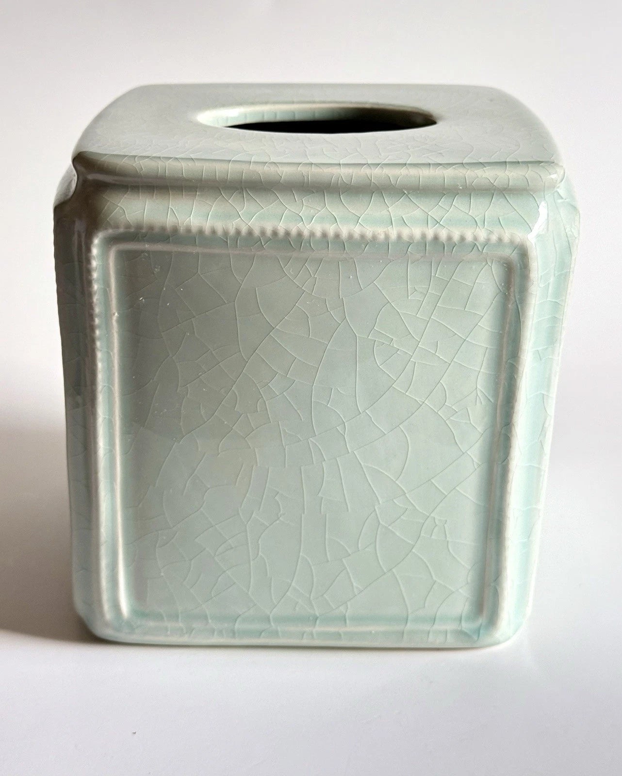 RAYMOND WAITES Ceramic Tissue Box Cover – Celadon Green Crackle Glaze – Rare | eBay
