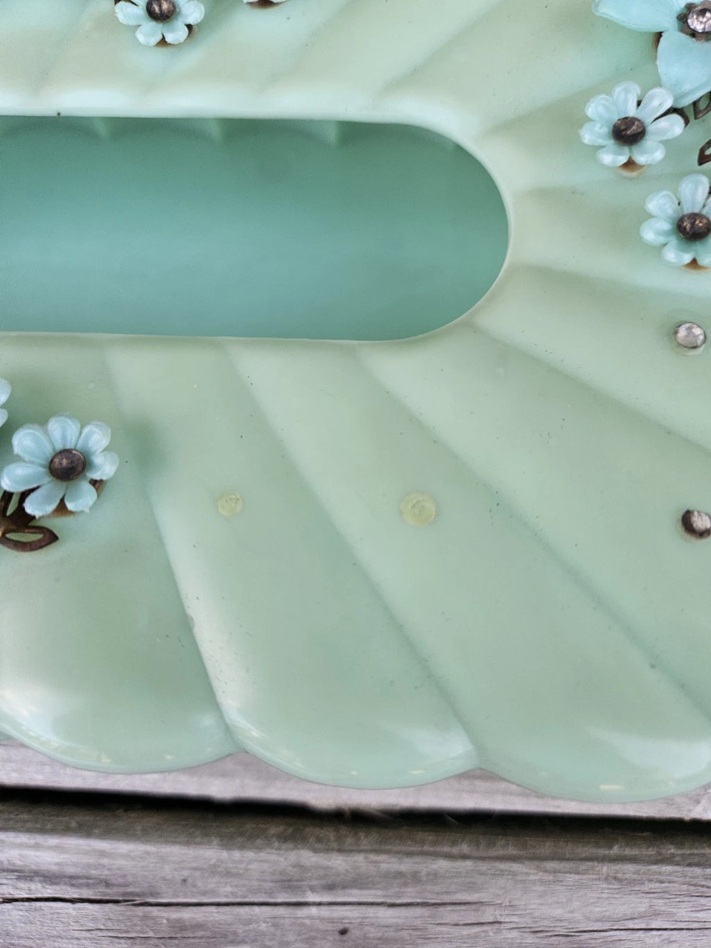 Vtg 60s Menda Co. Tissue Box Holder Cover Rectangle Mint Foam Green Floral Photo | eBay