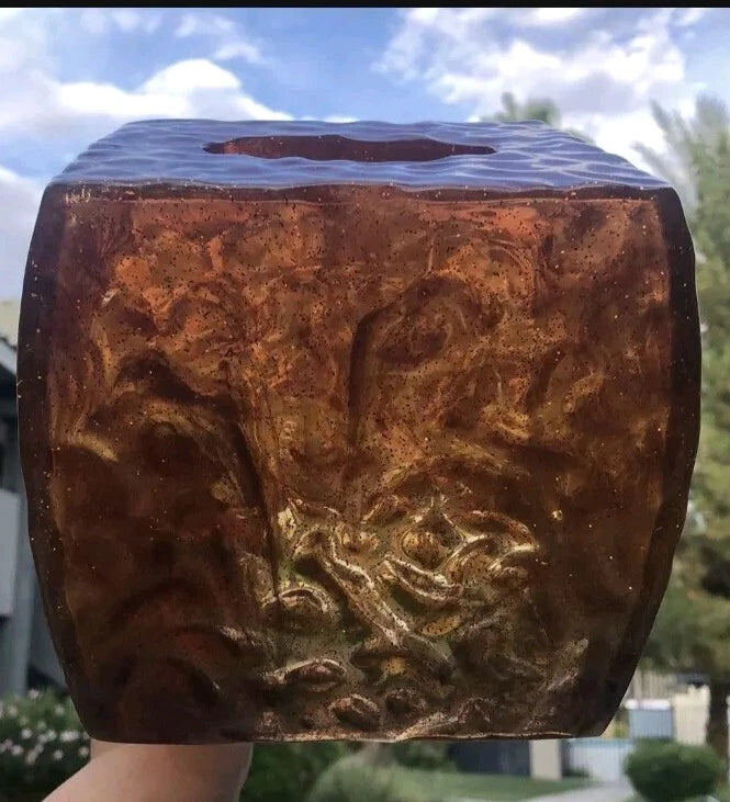 Acrylic Wavy Glitter Tissue Box Amber Colored Ombre Gold Glitter | eBay
