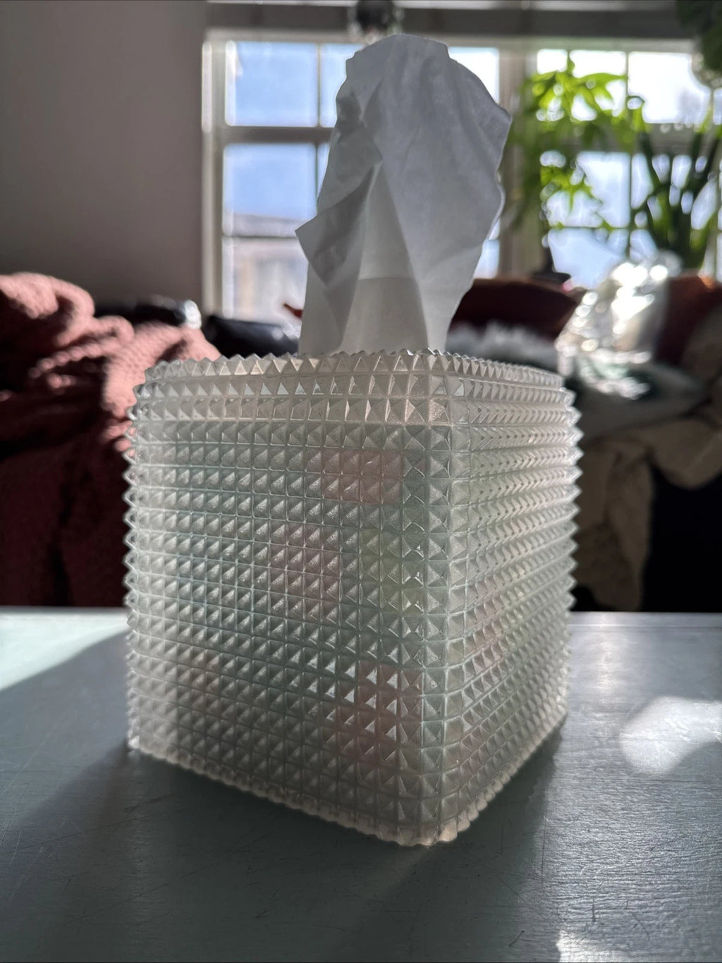 Mike Ally Iridescent Clear/White Quill Diamond Tissue Box Cover Holder | eBay