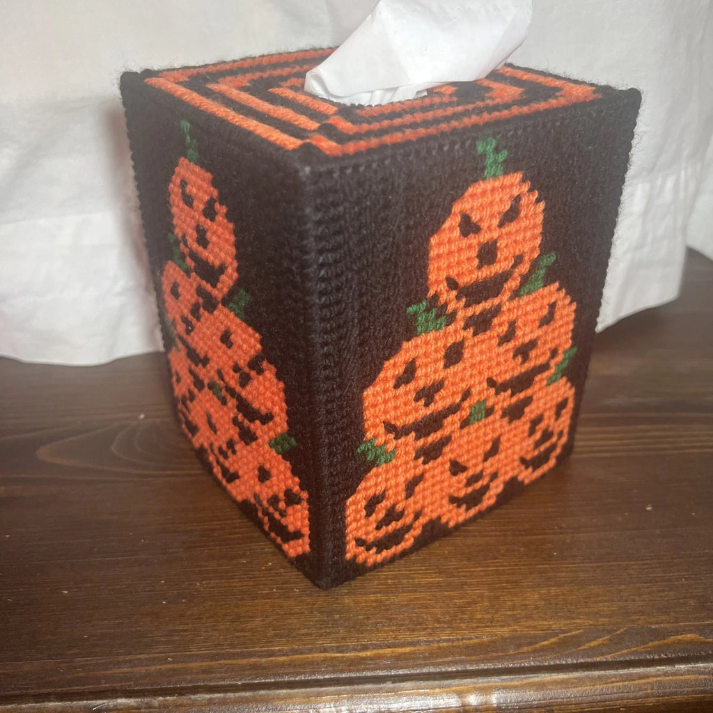 Handmade Needlepoint Halloween Jack O Lantern Pumpkin Boutique Tissue Box Cover | eBay