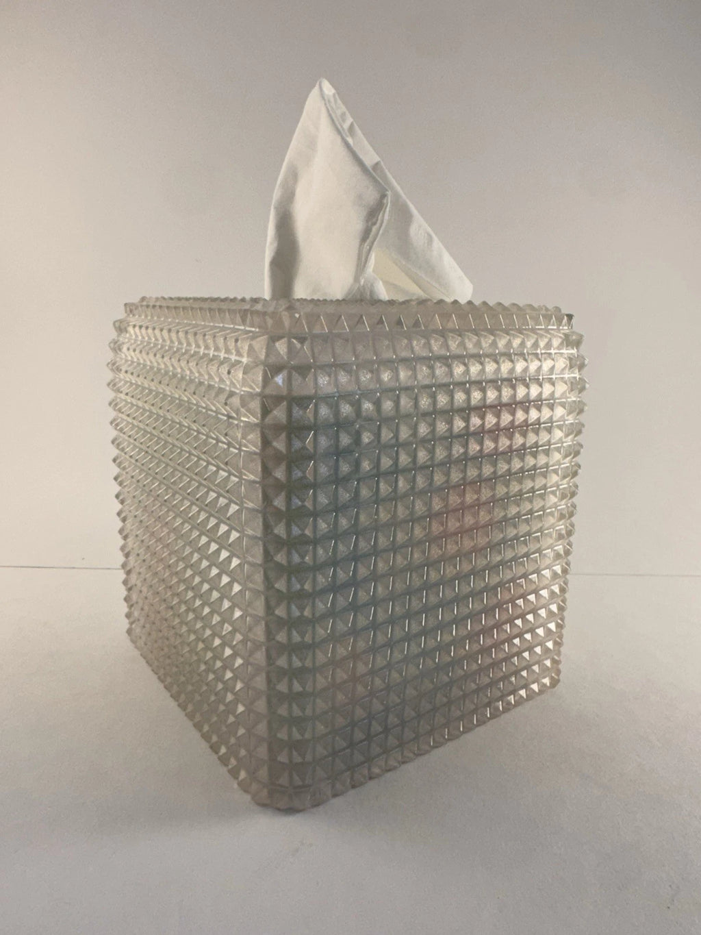 Mike Ally Iridescent Clear/White Quill Diamond Tissue Box Cover Holder | eBay