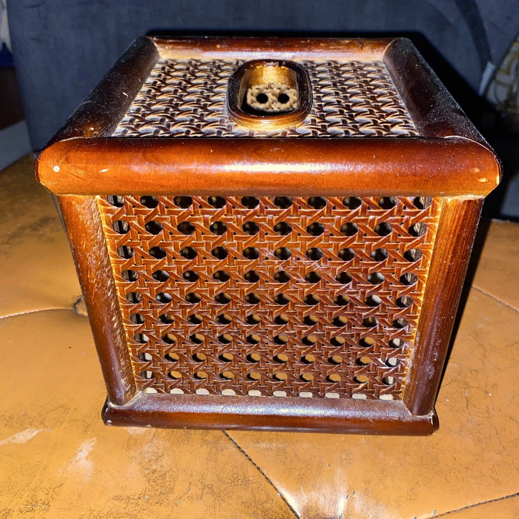 Vintage Bamboo Rattan Wicker Tissue Box Cover Holder 6x6x6 Square Tiki | eBay