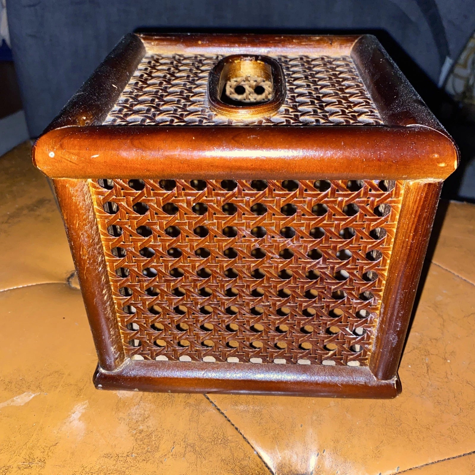 Vintage Bamboo Rattan Wicker Tissue Box Cover Holder 6x6x6 Square Tiki | eBay