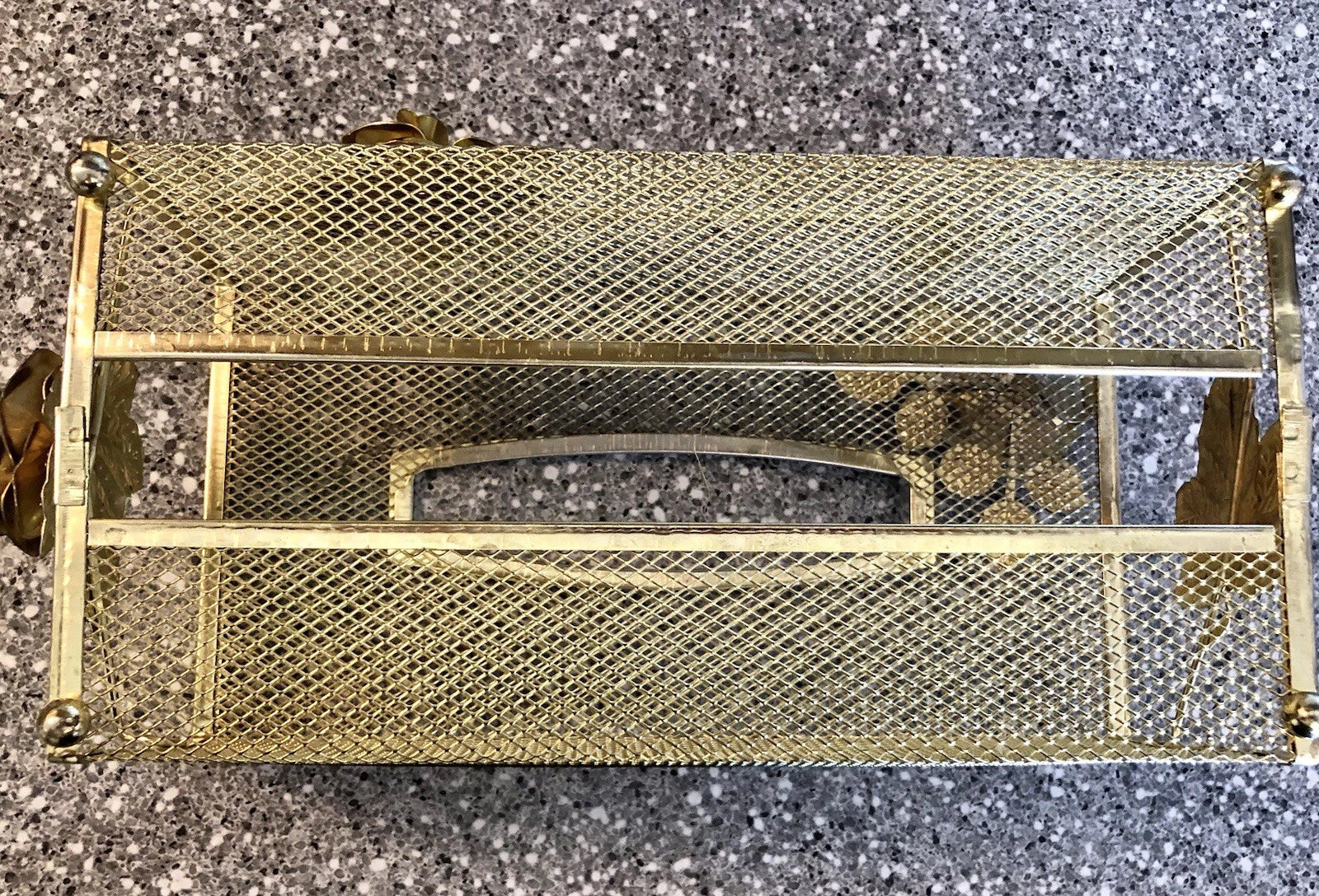 VTG Tissue Box Cover Ornate Hollywood Regency Style Gold Metal Mesh & Roses | eBay