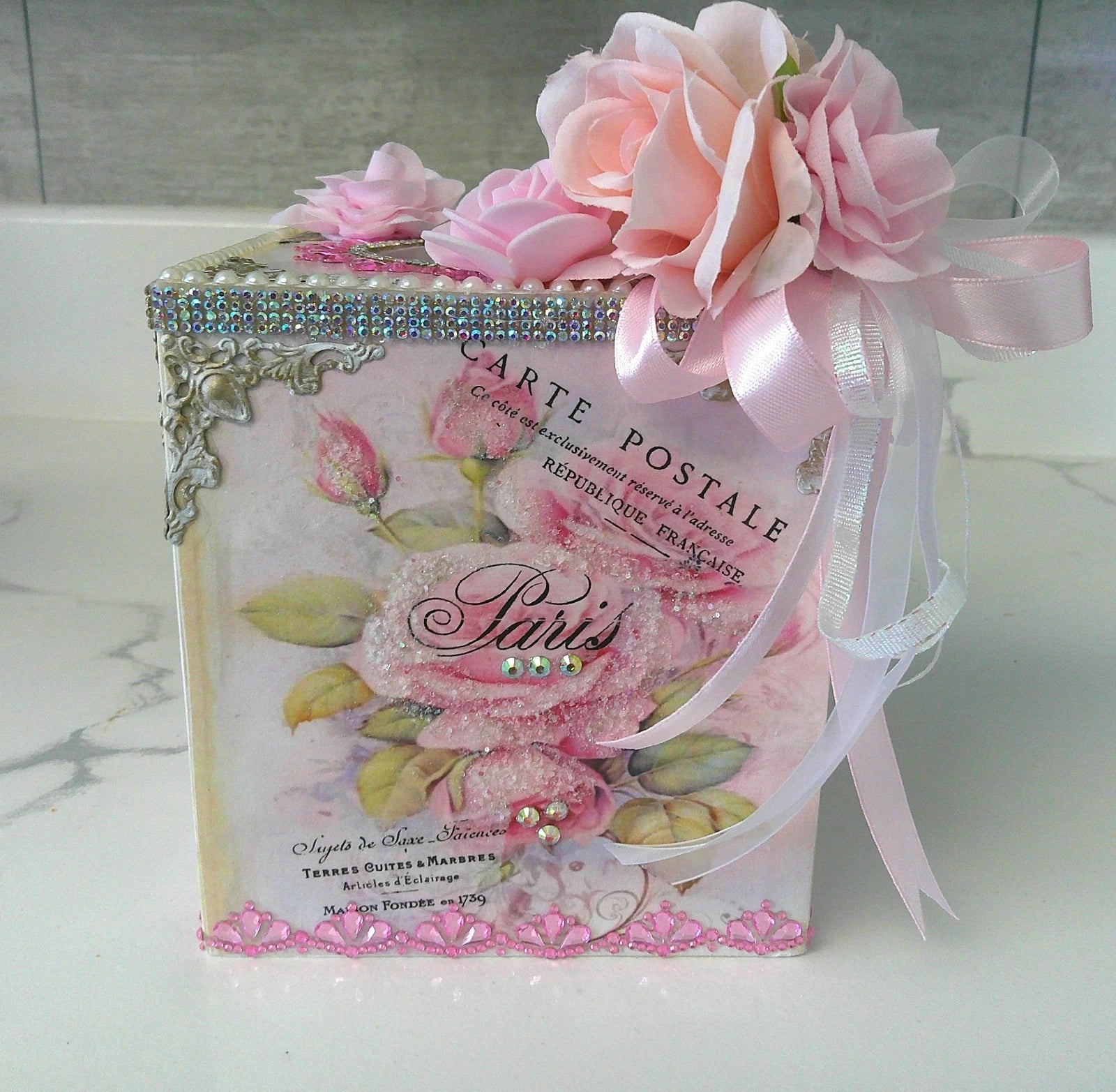 Shabby Chic Victorian Tissue Box Cover~French Inspired Design w/Rose Graphic | eBay