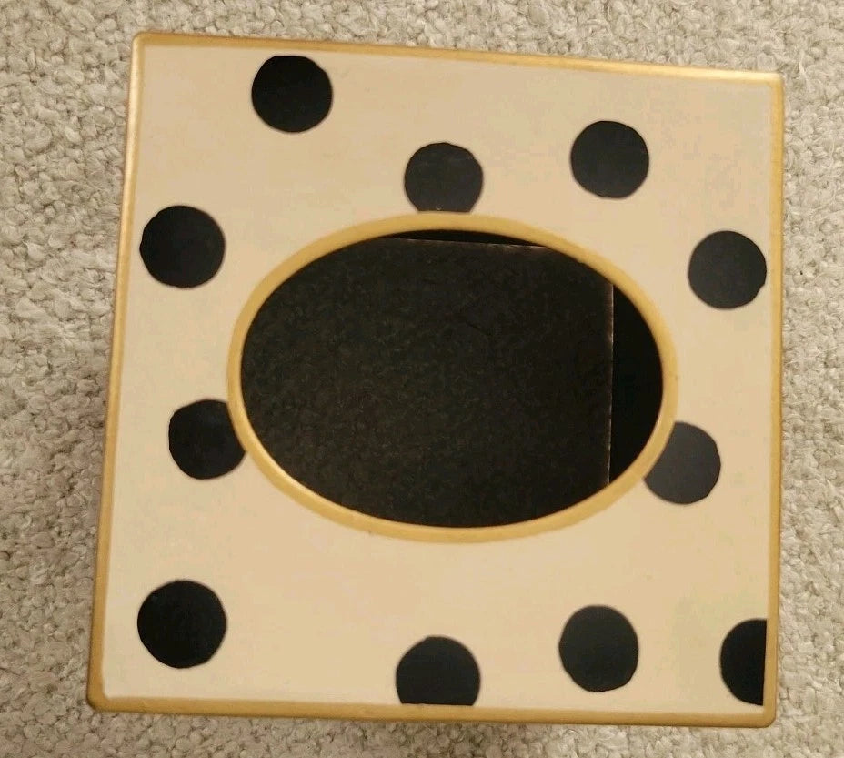 Mackenzie Childs Tissue Box Cover Dotty Polka Dot Boutique Black Cream Square | eBay