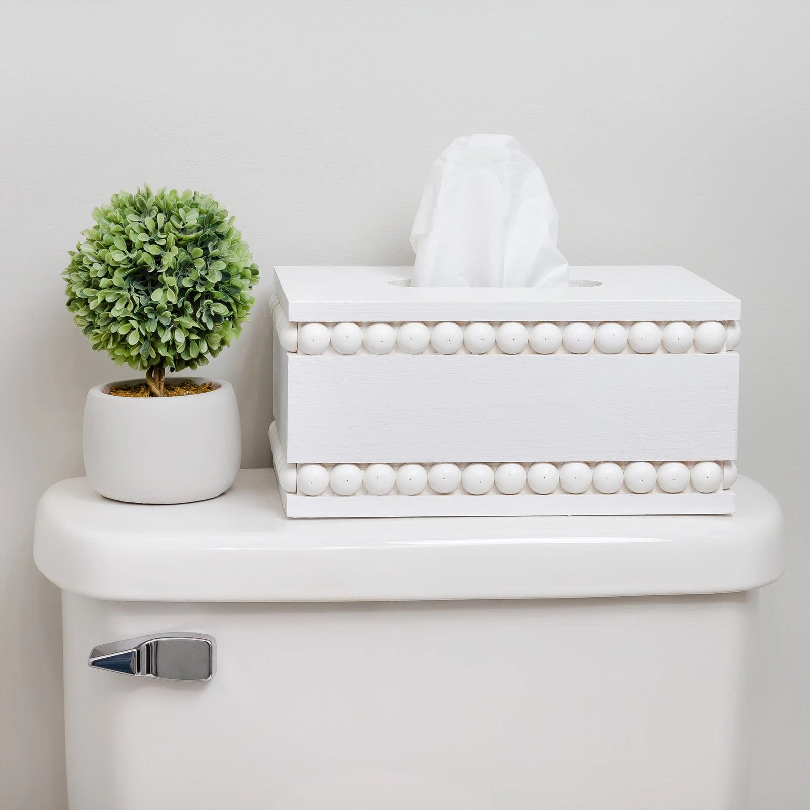 Beaded Tissue Box Cover, Rectangular White; Rustic Farmhouse Wood Tissue Holder | eBay