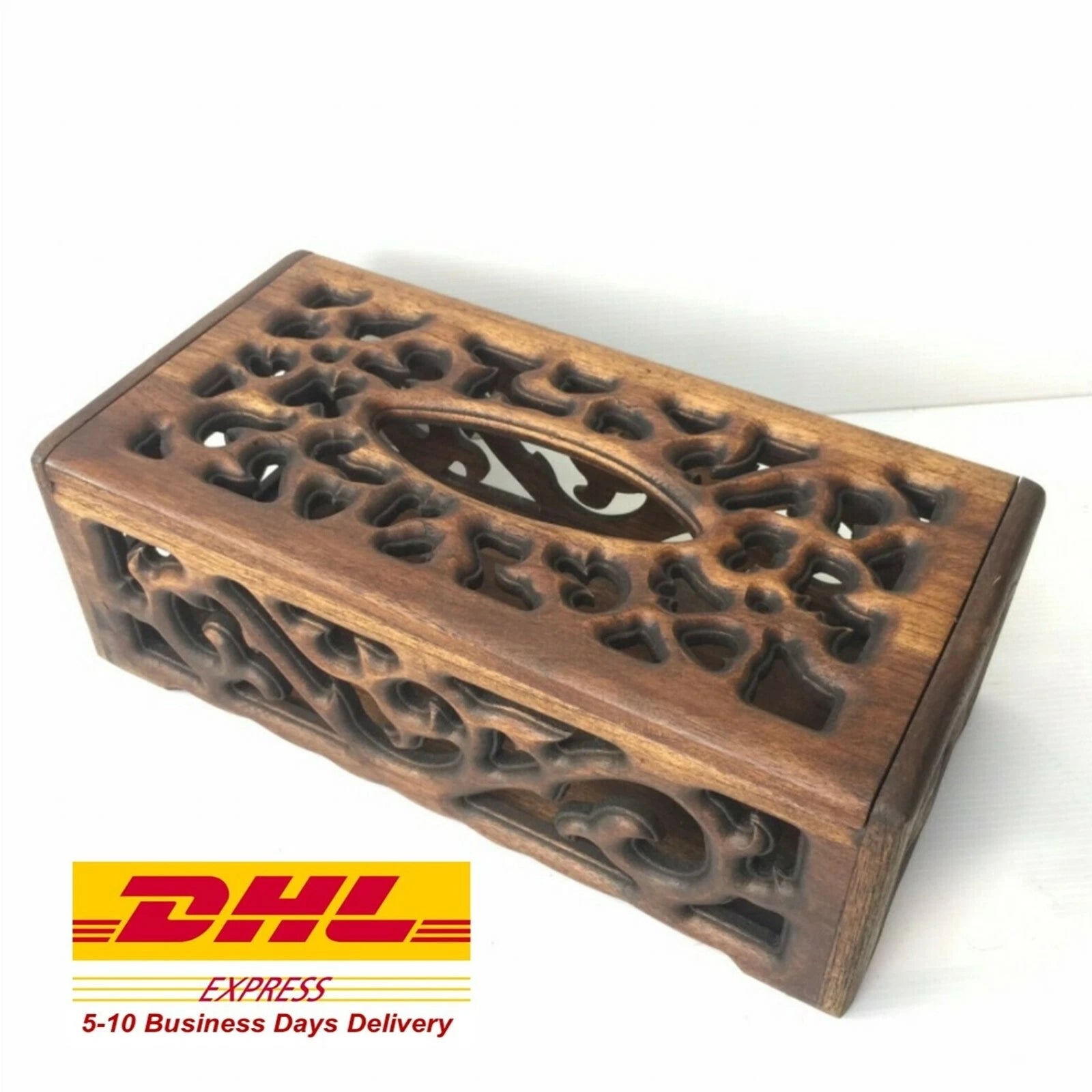 Teak Wood Wooden Tissue Box Cover Rectangular Holder Vintage Craft Decorative | eBay