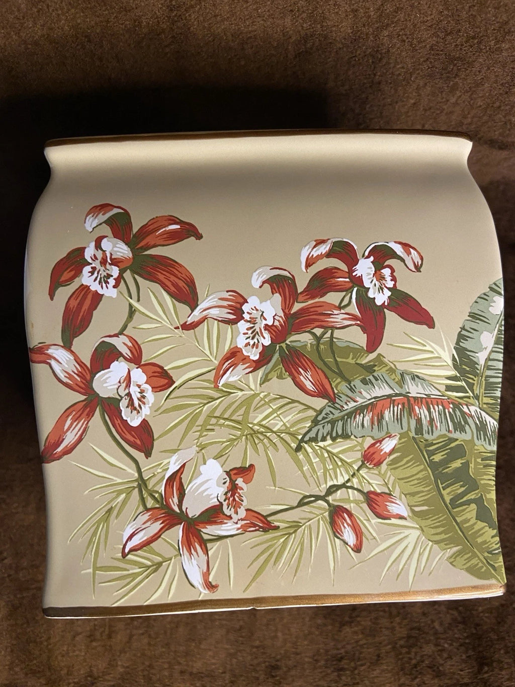 Tommy Bahama Tissue Box Cover Viscaya Orchid Pattern Ceramic Bathroom Vanity *** | eBay
